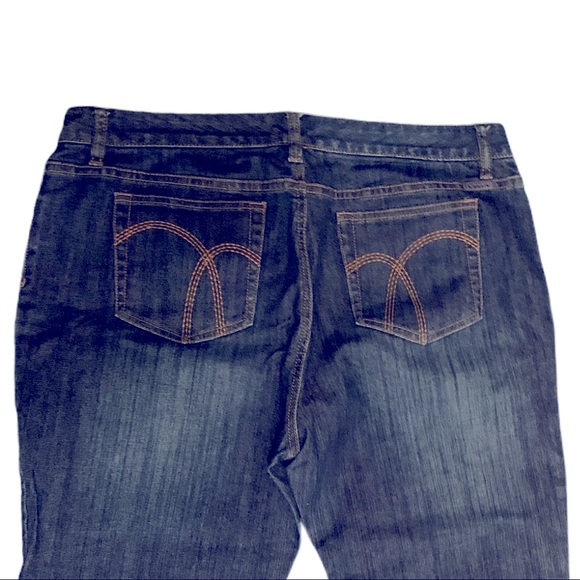 Liz Claiborne Petite Straight Bootcut Denim Jeans Classic Dark Blue - Picture 3 of 5